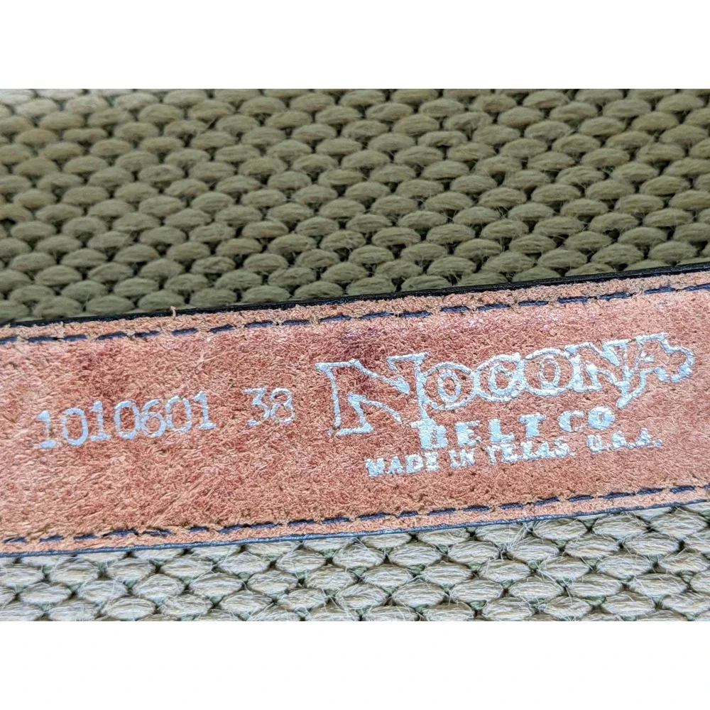 Nocona Leather Belt Mens 38 Western With Montana Silversmiths Horse Buckle Rodeo